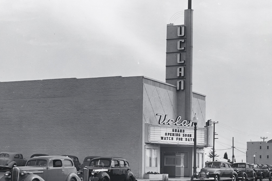 Black and white photo the UCLAN Theater - from the collections of the Margaret Herrick Library, Academy of Motion Pictures Arts and Sciences