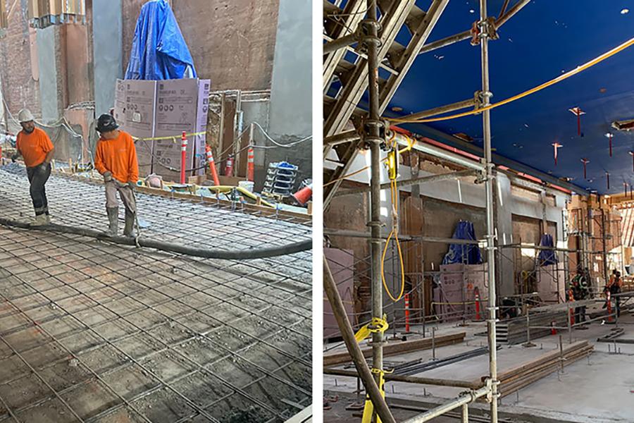 The construction team has recently completed the concrete pour of the venue’s floor and will begin work on other major upgrades.