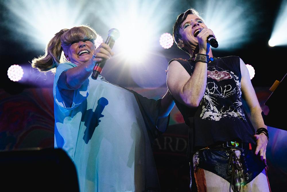 John Cameron Mitchell and Amber Martin enjoying a gaffe onstage performing "Cassette Roulette"